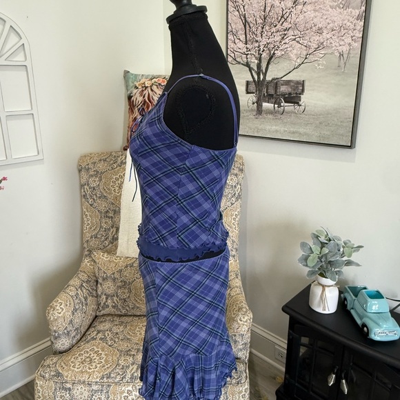 Forever 21 Blue and Purple Top and Skirt Set with Lattice Detail NWOT - Picture 4 of 5